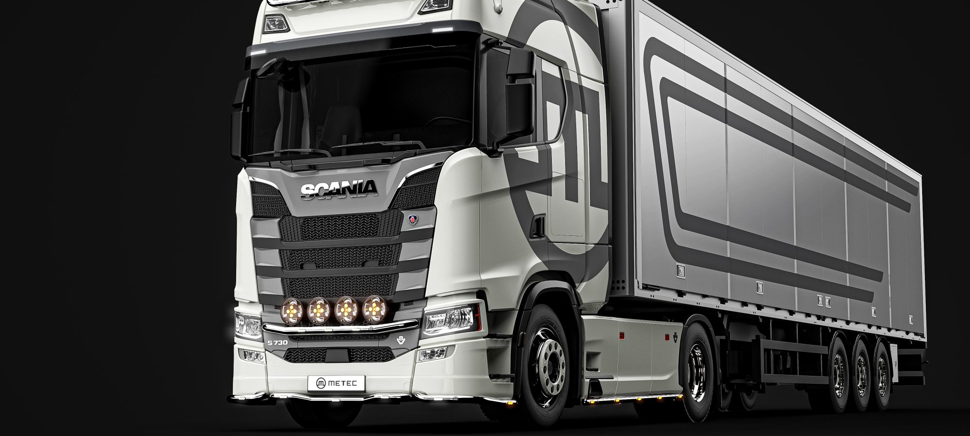 Pärleport Sidorör LED Scania R 2017+ bakgrundsbild